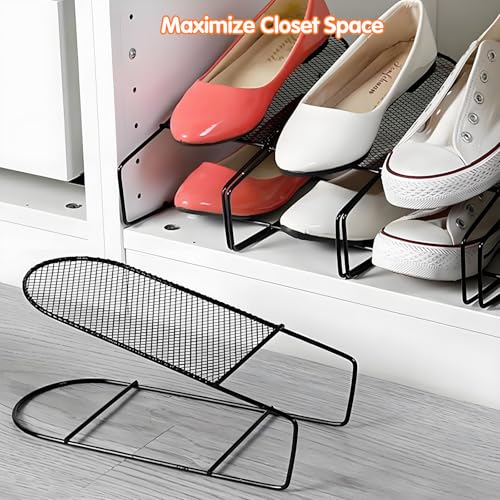 Shoe Slot Organizer, Double Layer Shoe Stacker Space Saver for Closet 10PCS Shoe Stackers for a Pair of Shoes Durable Iron Space Saving Versatile for Narrow Cabinets & Shelves