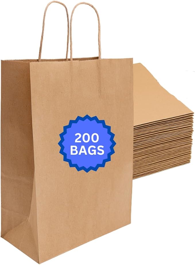 ASSUREPAK Kraft DIY Paper Bags, 18" x 7" x 18.5", 110 GSM, 200 Count