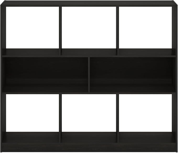 Furinno DALY Book Shelf, 8-Cube Bookshelf, Horizontal Cube Storage Organizer Bookcasde, 10.9 x 47.2 x 39.4, for Living Room, Bedroom, Home Office, Dark Espresso
