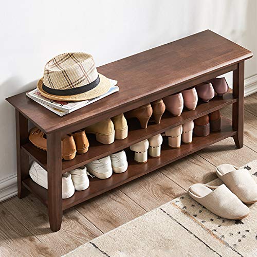 XKZG Storage Bench Wooden Shoe Rack Bench Rustic Solid Wood Entryway Bench (Brown,39.4") - color: Brown, size: 39.4"W x 11.8"D x 16.5"H