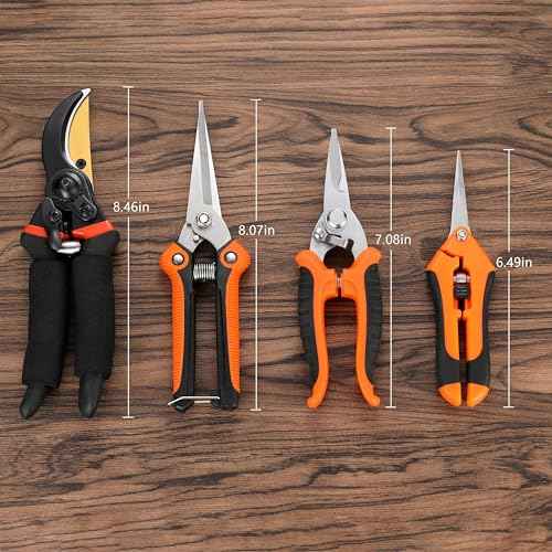 5 pack Garden Pruning Shears Stainless Steel Blades, Handheld Scissors Set with Gardening Gloves,Heavy Duty Garden Bypass Pruning Shears,Tree Trimmers Secateurs, Hand Pruner (Classic)