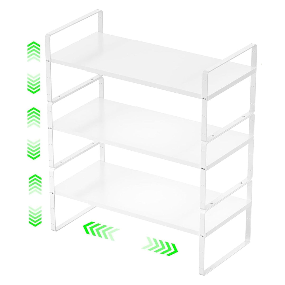LOCVCDA Expandable Kitchen Cabinet Storage Shelf, Stackable Metal Pantry Storage Shelves Organizer, Adjustable Height Counter Spice Rack for Kitchen Cabinet, Countertop, Pantry and Office