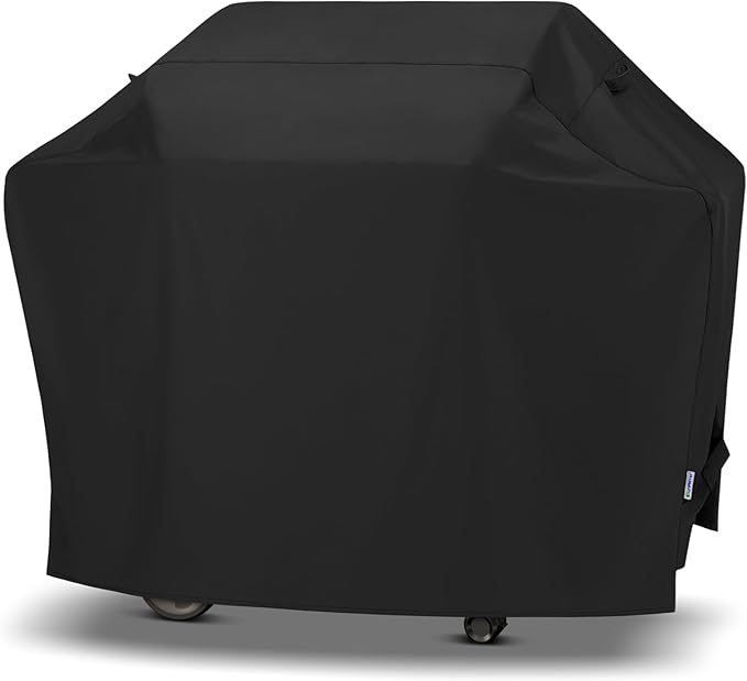 SunPatio Barbecue Grill Cover 65 Inch, Outdoor Heavy Duty Waterproof Charcoal Gas Grill Cover, Fade Resistant, All Weather Protection Compatible for Weber Charbroil Nexgrill and More, Black