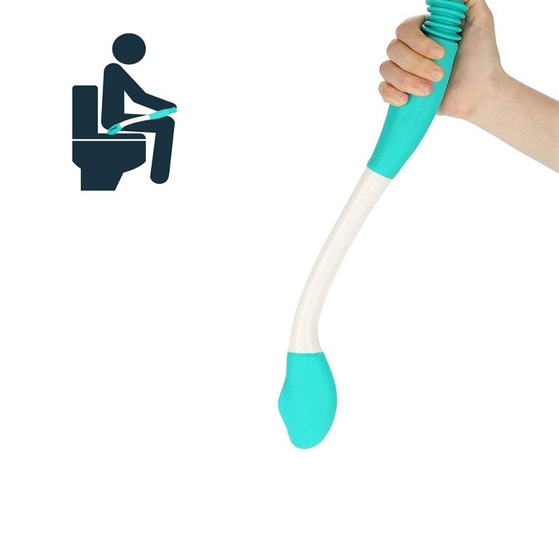 VBQFDPH Long Handle Bottom Wiper, Toilet Aids Tool, Extends Reach Over 15 Inches, Grips Toilet Paper or Wipes