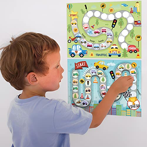 COcnny 29pcs Potty Training Chart with Vehicle Labels Rewards for Toddler Girls Boys, Transportation Theme Potty Training Stickers Chart, Toilet Training Step Behavior Planner for Kids 1-3