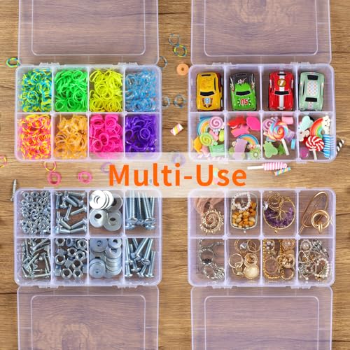 QUEFE 2 Pack 8 Grids Bead Organizers and Storage, Plastic Organizer Box with Removable Dividers Tackle Box Organizer for Candies Snacks Electronics Jewelry Small Parts - size: 2pcs