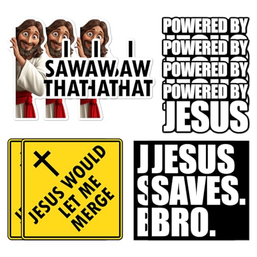 Pack 11 Pcs Christian Jesus I Saw That Sticker for Cars Vehicles Trucks Laptops Cute Funny Sayings Bumper Stickers Reusable Removable Vinyl Wall Decals Car Exterior Accessories