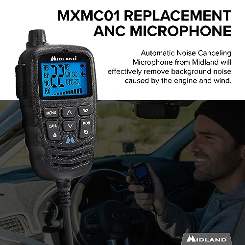 Midland ? MXMC01 | Replacement Microphone for MXT275 & MXT575 ? ANC Automatic Noise Canceling Electronic Microphone ? Off-Roading Loud and Open-Air Vehicle - GMRS Farming Overlanding