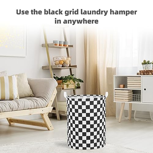 Large Foldable Laundry Basket Organizer Holder portable tall collapsible laundry hamper nusery Storage Basket Bin with Handles (Waterproof Lining, Black Racing Flag) - color: Black racing flag