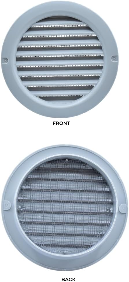VENTS-US - 4" Round Plastic Vent Cover in Light Grey - Compatible with 4 Inch