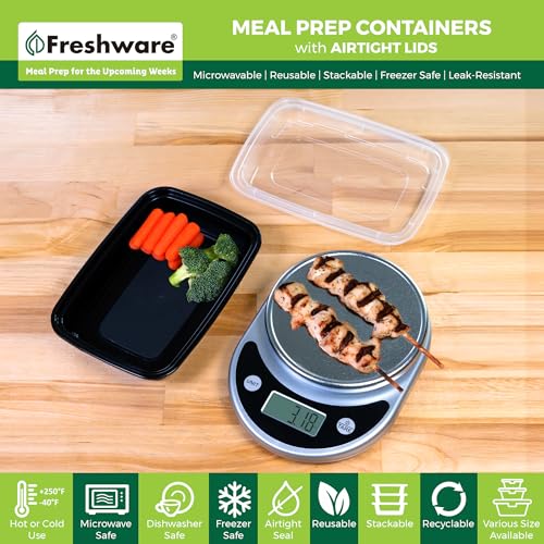 Freshware Meal Prep Containers [150 Pack] 1 Compartment with Lids, Food Storage Containers, Bento Box, BPA Free, Stackable, Microwave/Dishwasher/Freezer Safe (24 oz) - size: 24OZ-150PK