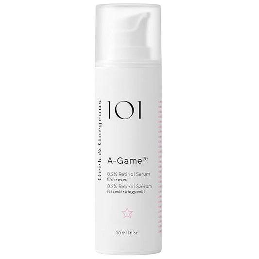Geek & Gorgeous A-Game 20 – 0.2% Retinal Serum – Advanced Anti-Aging Vitamin A Night Serum – Reduces Wrinkles, Smooths Skin & Boosts Collagen – For Experienced Retinoid Users – 1 oz