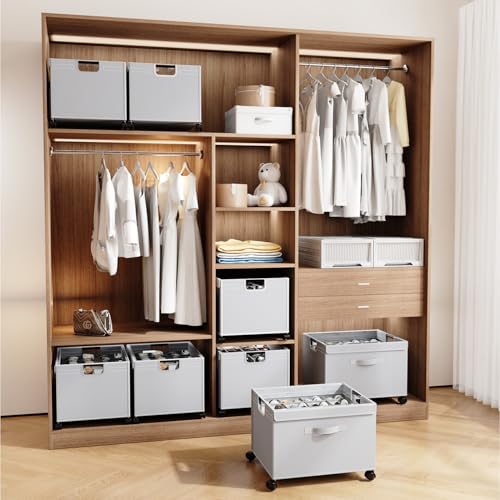 HOUSE AGAIN Shoe Organizer for Closet, Foldable Shoe Storage Organizer Box with Wheels and Adjustable Dividers, Sturdy Metal Frame Fits up to 16-32 Pairs, Large Shoes Storage with Clear Cover - size: 1 Pack