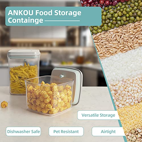 Ankou Airtight Container Set - (380ml 4 Pcs) Stackable One Button Openning Food Containers for Snacks Candy Salt Herbs Spices BPA-Free Tranparent (0.32 QT * 4) - color: 0.32 QT * 4
