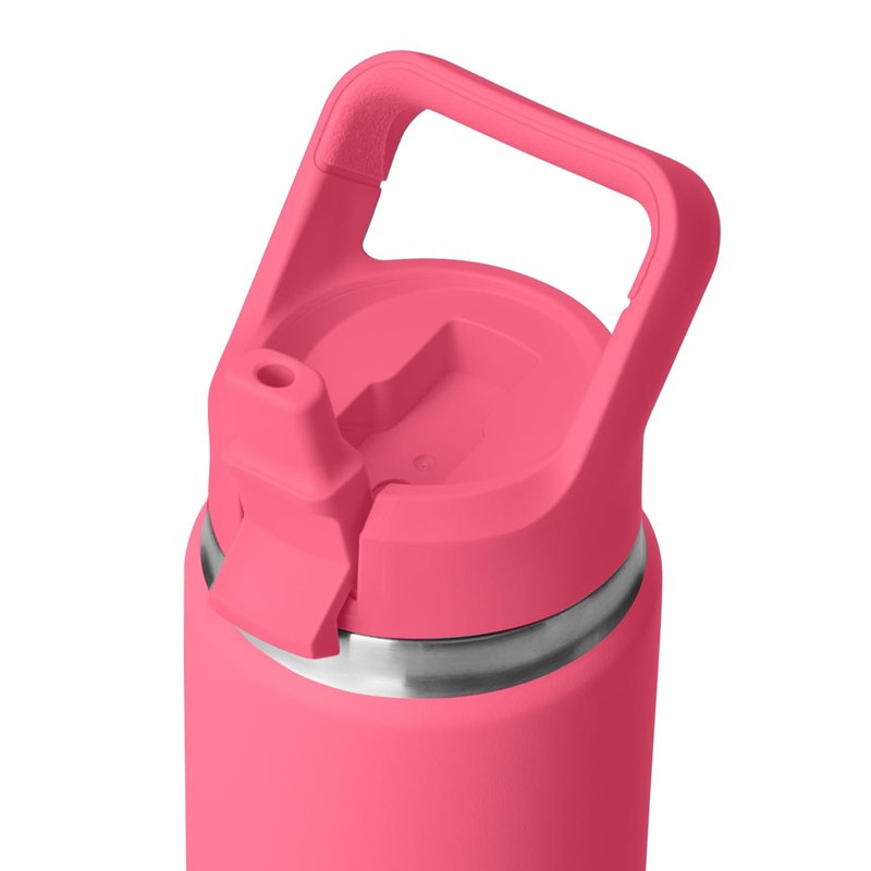 YETI Rambler 26 oz Bottle, Vacuum Insulated, Stainless Steel with Color Matching Straw Cap, Tropical Pink