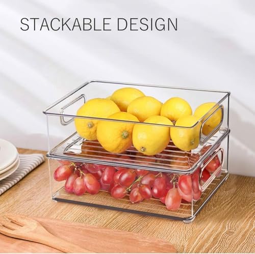 3 Pack Refrigerator Organizer Bins, 3 Sizes Stackable Clear Pantry Storage with Handles for Fridge, Freezer, Shelves, Drawer, Snack Organizer for Home & Kitchen - size: 3 Pack