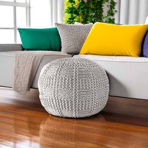 nuLOOM Berlin Casual Knitted Filled Ottoman Pouf