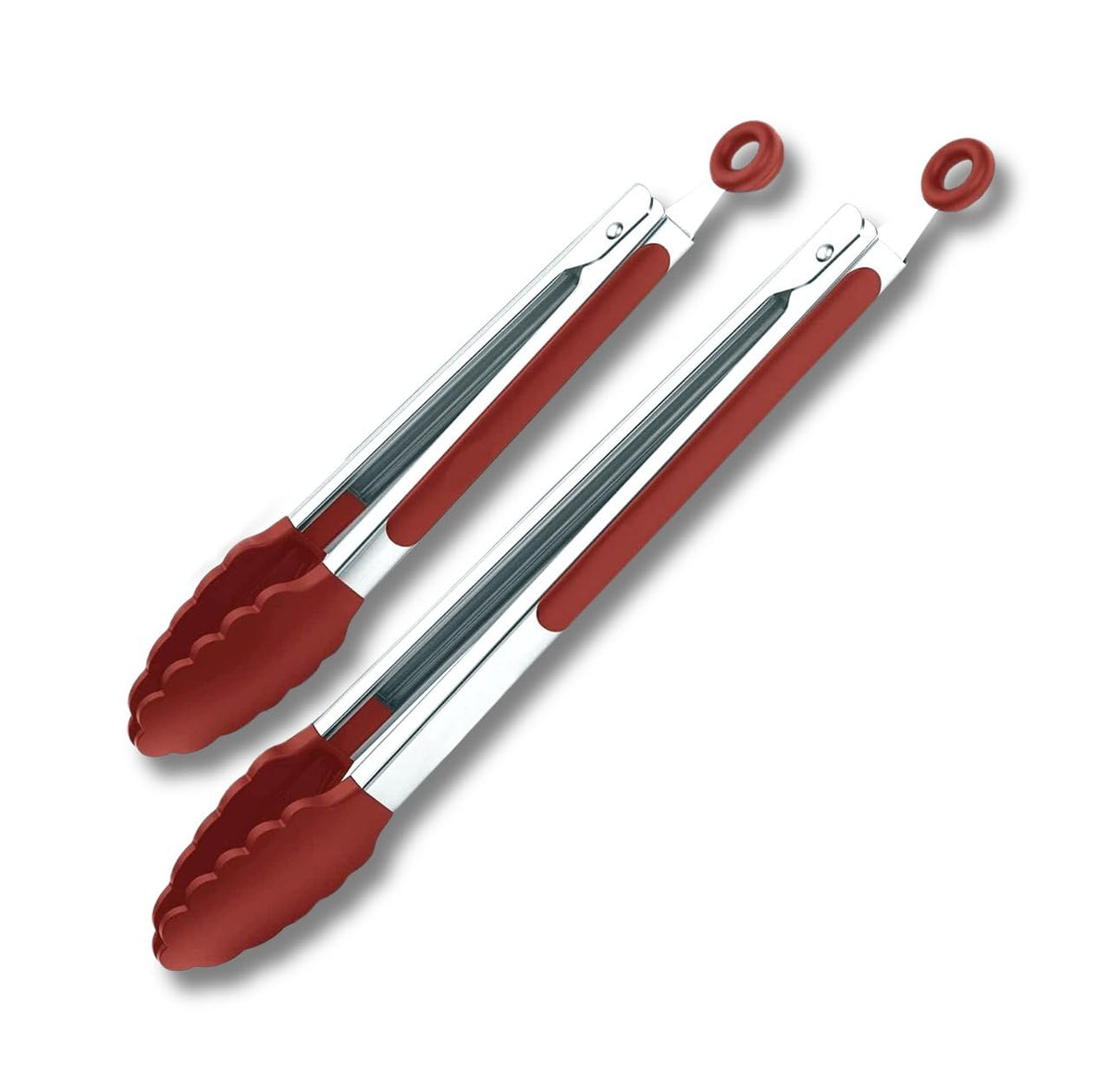 Black Stainless Steel Tongs Set – 7”, 9” & 12” Heat Resistant Kitchen Tongs with Silicone Tip, Strong Grip for Cooking, Salad Tossing, Air Fryer, BBQ & Grill – Pull Lock, Black – Set of 3