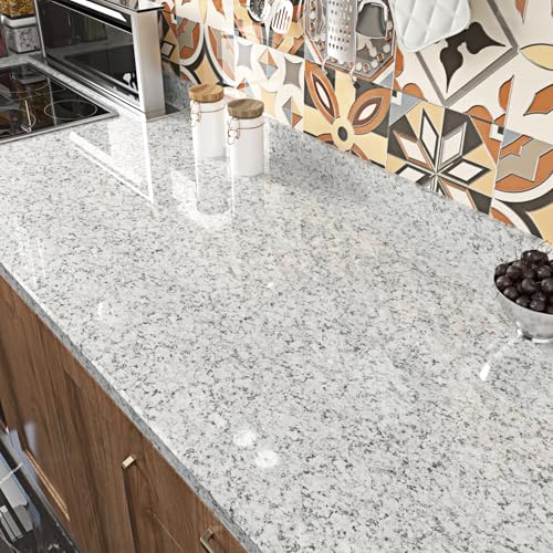 WESTICK Grey Marble Contact Paper for Counter Top Peel and Stick Waterproof Granite Contact Paper 15.8"x80" Self Adhesive Terrazzo Wallpaper Vinyl Wrap for Cabinets Tables Kitchen Bathroom