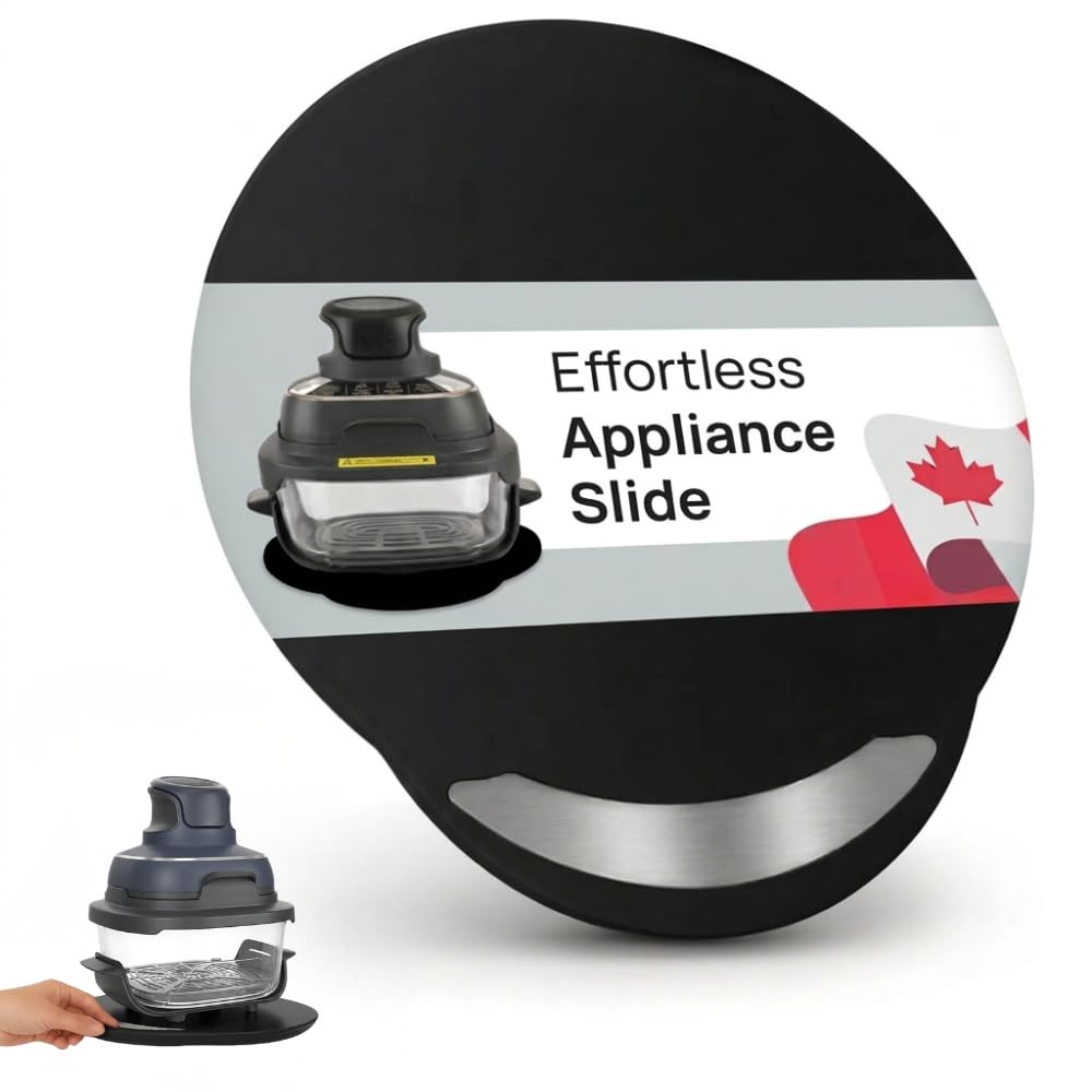 Ibyx Elegant Round Sliding Tray Compatible with Ninja Crispi Air Fryer and Instant Pot - Sturdy, Slides Easily from Under The Cabinet (Black, 13”)