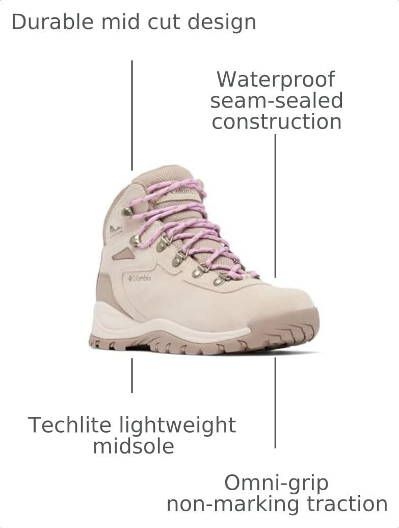 Columbia Womens Newton Ridge Plus Waterproof Amped, Dark Stone/Cosmos, 7 Wide