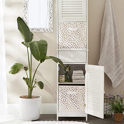 DII Non Woven Polyester Storage Bin, Polka Dot, White & Gold, Large Set of 2 - color: White & Gold, size: Large Set of 2, 13x13x13" Cube