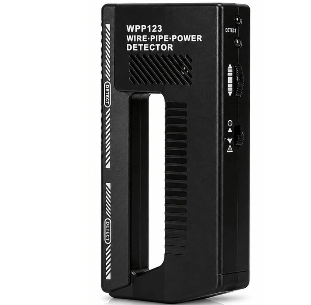 WPP123 Wire & Pipe Detector – Detects Live AC Wires & Metal Pipes in Walls – LED & Sound Alerts – Adjustable Sensitivity – DIY Indoor Wall Safety Tool (High Sensitivity)