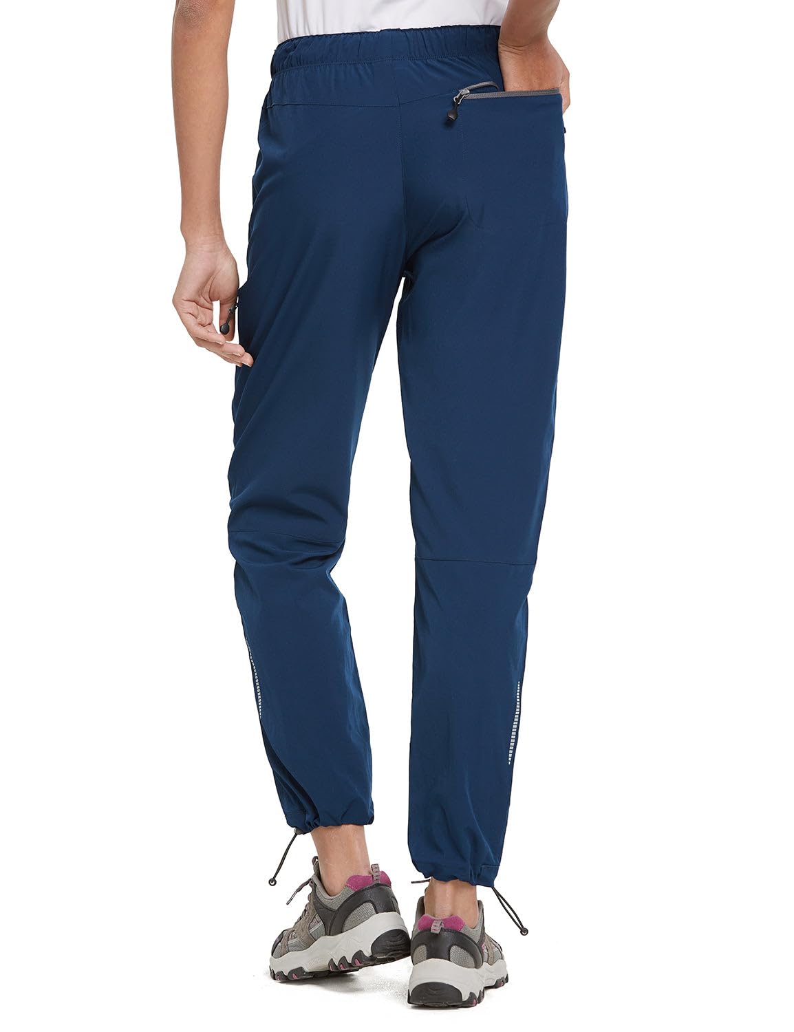baleaf Cargo Pants for Women Petite Joggers Lightweight Quick Dry Pant Water Resistant 27'' Travel Workout Athletic Navy Blue Size S