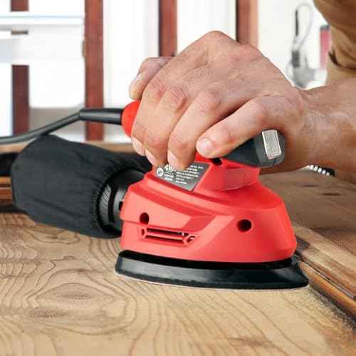 Electric Sander Tool - 14000RPM Mouse Detail Sander with Dust Collection System and 12pc Sandpaper - 120V Electric Hand Sanders for Wood by Stalwart