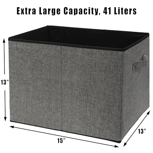 Simple Houseware 15 x 13 Inch Collapsible Fabric Storage Bin with Handles, 2 Pack, Dark Gray - color: Dark Grey