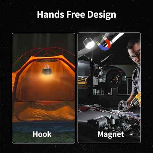 LED Camping Lantern Rechargeable, 1000LM Portable Tent Light with 12 RGB Lighting Modes, Power Bank, Waterproof, Mini Flashlight with Magnetic Base for Emergency, Power Outages, Hiking, Home