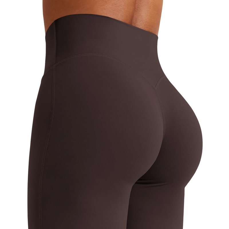 YEOREO Workout Leggings Womens No Front Seam Straight Leggings 29" High Waist Buttery Eddiy Gym Yoga Pants Dark Brown S