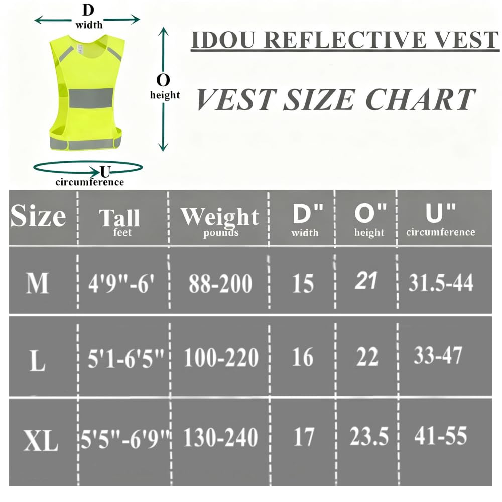 IDOU 2Pack Reflective Running Safety Vest, High Vis for Walking Cycling L