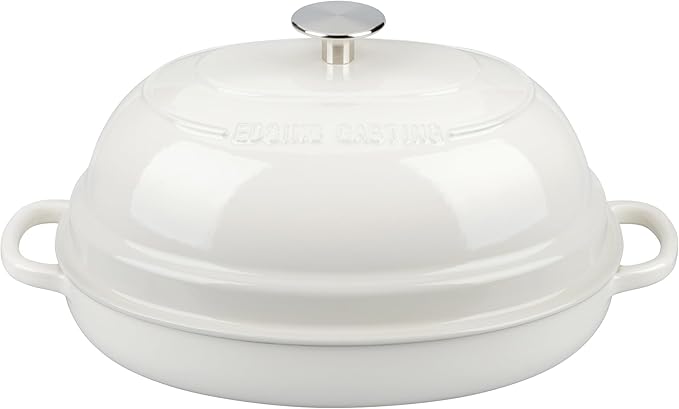 EDGING CASTING Enameled Oval Cast Iron Dutch Oven Pot with Lid, Bread Dutch Oven for Sourdough Bread Baking, Dutch Oven Bread, Bread Oven, 6QT, White