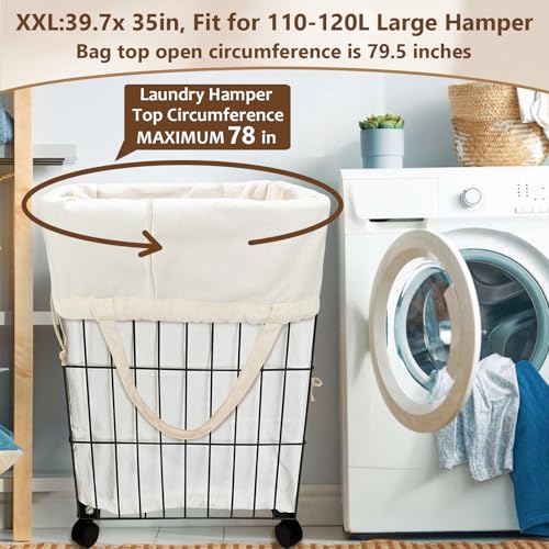 Canvas Laundry Bag 40"W x 35"H, Thick Laundry Bag with Handles & Drawstring, Extra Large Heavy Duty Washable Canvas Storage Sack (XXL, 1 Pack) - color: Beige, size: XXL 40"Wx35"H┃1 Pack
