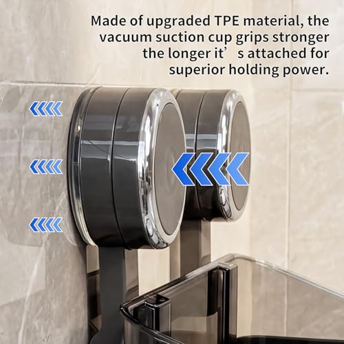 Shower Caddy Suction Cup, Removable Bathroom Organizer Shelf for Shower Storage, No Drilling Clear Square Shower Shelves, Large Capacity & Reusable, 1 pack - color: Gray2
