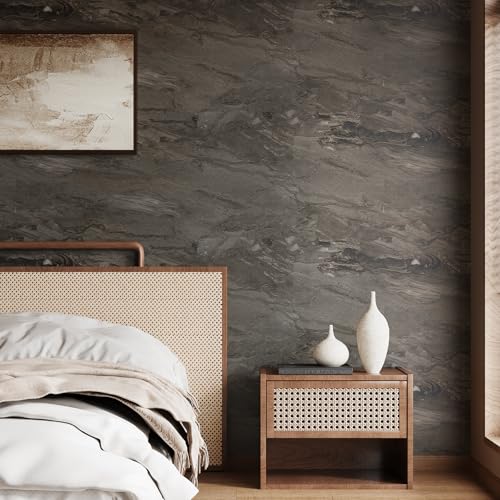 VaryPaper Dark Smoky Brown Marble Contact Paper Waterproof Matte Marble Peel and Stick Wallpaper for Bathroom Kitchen Walls Removable Self Adhesive Granite Vinyl Wrap for Countertops 15.7''x78.7''