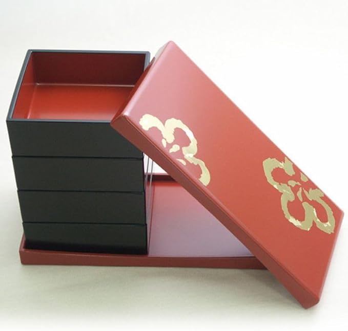 Japanese Bento Box Plum Lunch Container 2-tier Jubako Lacquerware Japan