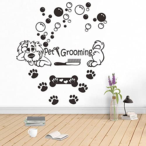 Dog Wall Decal Vinyl Sticker - Pup Paw Prints - Black - Waterproof - Custom Style - Animal Print - Indoor Use - 36x28 Inch (JWH169)