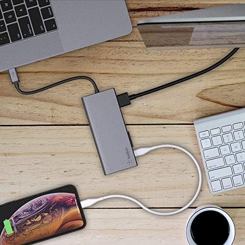 Belkin USB-C Hub, 6-in-1 Multi-Port Docking Station for iPad, iPad Pro, iPad mini, MacBook, & More - 60W Power Delivery 3.0, 4K HDMI USB-A Ethernet & SD Card Ports