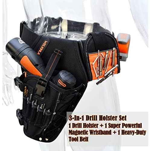 3-In1 Drill Holster Set w/Strong Magnetic Wristband & Solid 2 inch Belts for Men, Drill Holder, Tool Belt Drill Holder, 12v Power Tool Holster, Impact Holster, Impact Holder, Magnetic bit Holder