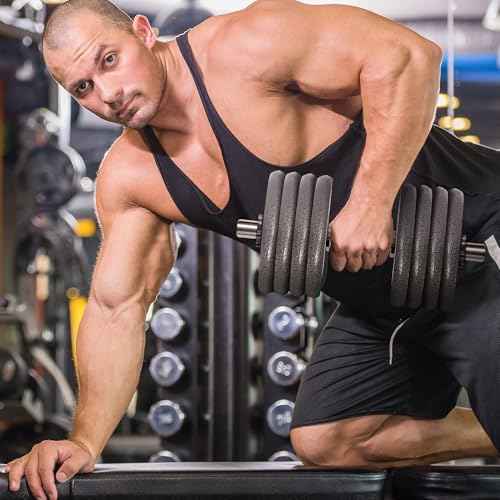 Fitvids Olympic Dumbbells Set & Dumbbells Bar, Loadable for 2-inch weight plates, Adjustable Weight for Strength Training and Fitness Exercises