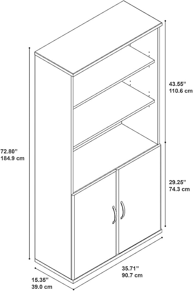 Bush Furniture BSHSRC103MR Series C Mocha Cherry 36W 5 Shelf Bookcase with Doors