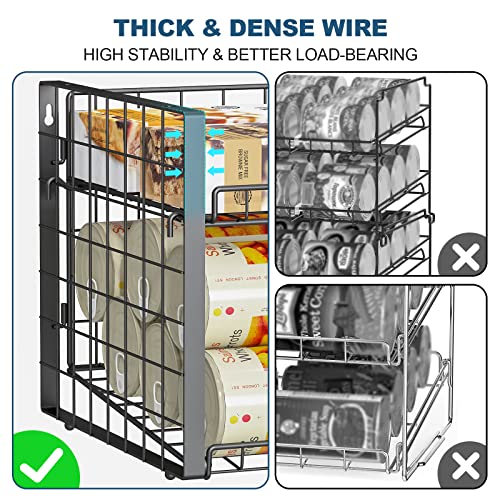 JKsmart 2-Tier Stackable Can Rack Organizer for Pantry, Adjustable Can Dispenser Holds Up to 60 Cans, Can Storage Holder for Various Ounces of Canned Food Soda Drinks, Black, 2 Pack - size: 2 Tier - 2Pack