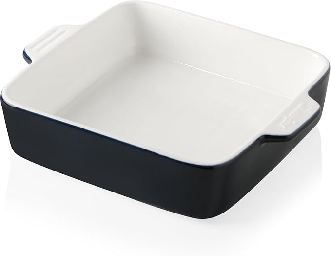 Sweejar Ceramic Baking Dish, Rectangular Small Baking Pan with Double Handles, Brownie, Kitchen, 6.5 x 4.9 x 1.8 Inches(White)