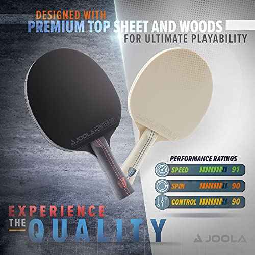 JOOLA Blizzard & Blackout - Competition Ping Pong Paddle Set - Includes 2 Table Tennis Rackets, 5 Ping Pong Balls, and Storage Box - Indoor and Outdoor Compatible