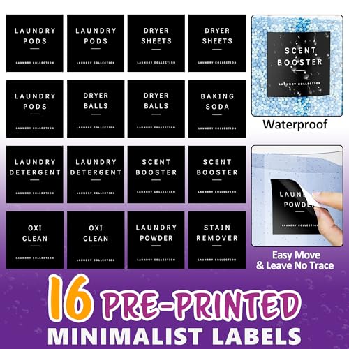 galasily 3 Pack Laundry Pods Container, Clear Laundry Room Organization Containers,Large Acrylic Detergent Powder Storage Containers Black Wooden Lids & Labels, Dryer Sheet Holder - size: 3pack