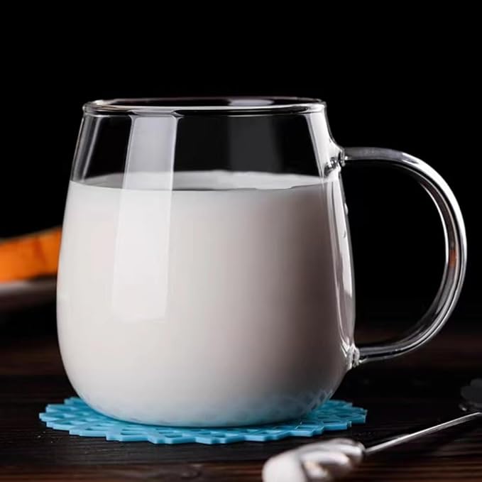 Clear Glass Mug With Handle, 16 oz, High Borosilicate Large Coffee Mug for Drinking or as a Gift