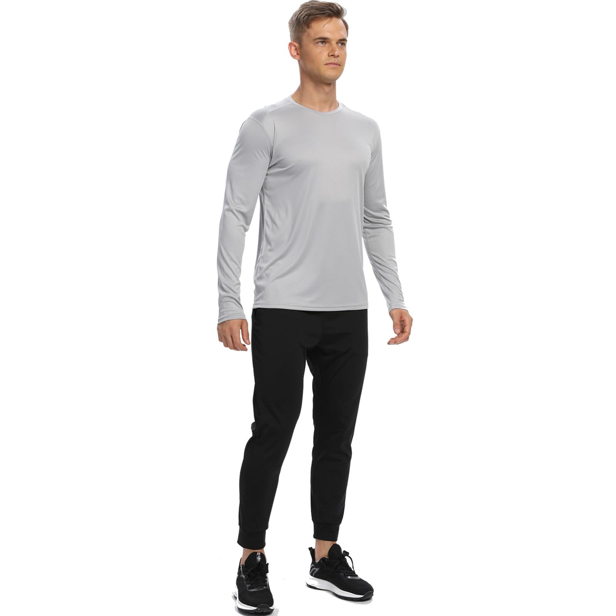 Mens Long Sleeve T Shirts,Athletic Sun Protection UPF 50+ Rash Guard Shirts for Gym,Workout,Running(Light Gray S)