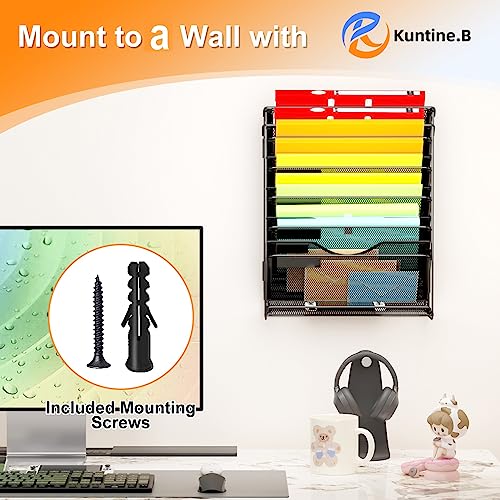 Kuntine.B Wall File Organizer (Black, 7 Tier 2 Pack) - color: Black, size: 7 Tier 2 Pack
